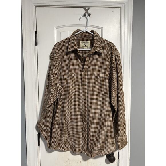 MENS VINTAGE FLANNEL PLAID SHIRT ~ EDDIE BAUER ~ LARGE BUTTON UP - Picture 1 of 3